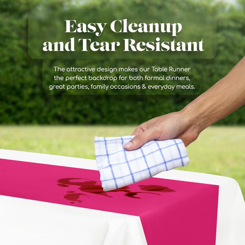 Grandipity Hot Pink 12 Pack Premium Disposable Plastic Table Runner 14 x 108 Inch. Table Runner for Dinner Parties & Events by Grandipity - Image 5